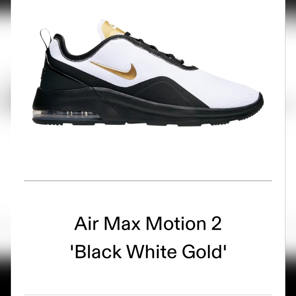 Nike Air Max Motion 2 Blk WHT Gld size 10.5